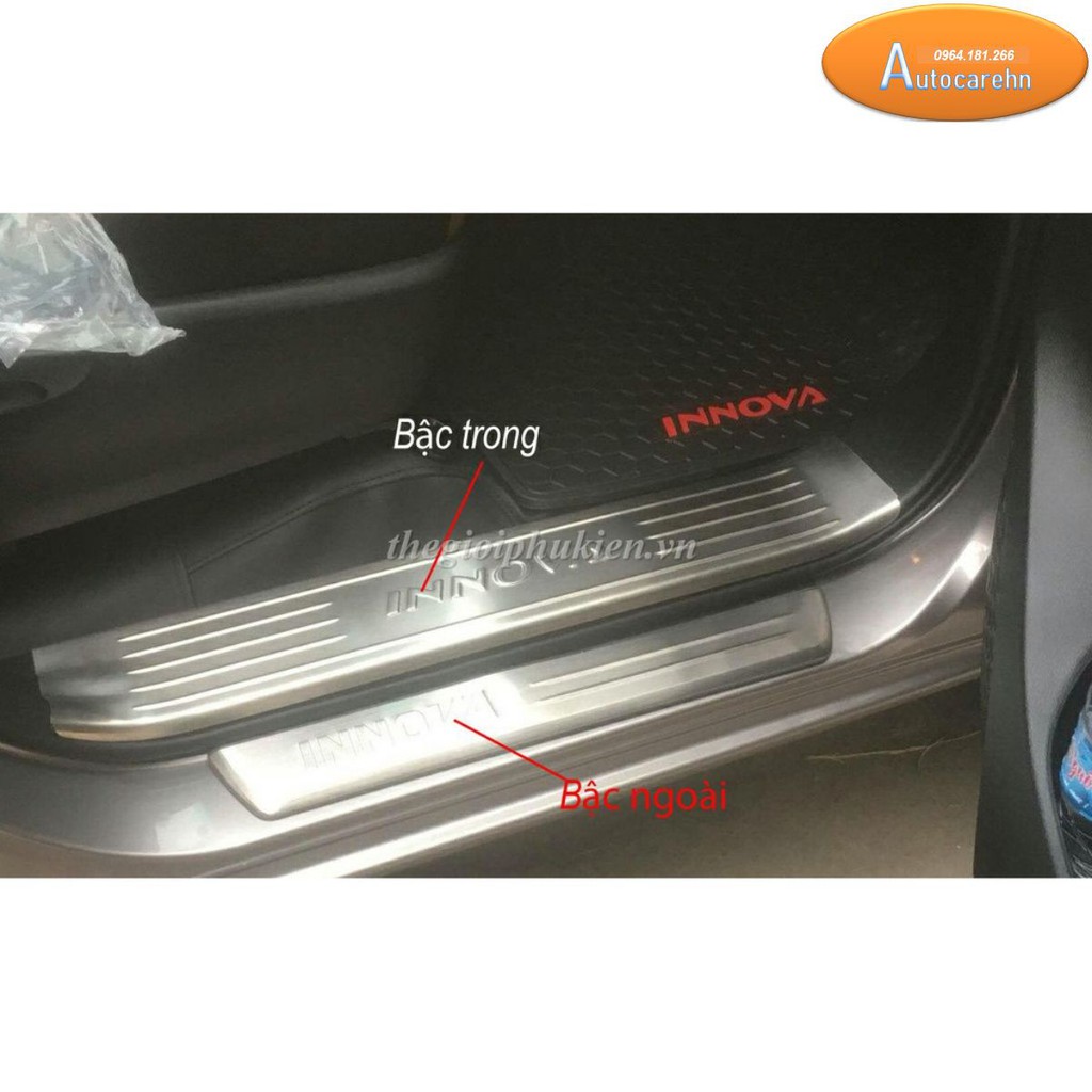 Bộ Ốp bậc, Nẹp bước chân Toyota Innova 2017-2019 -  INOX(hàng cao cấp) tặng keo trợ dính