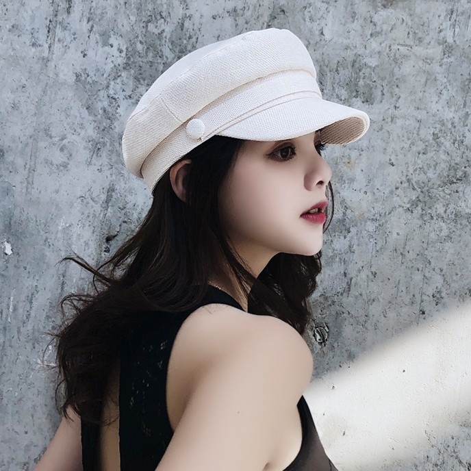 Mũ Beret Chất Liệu Cotton Lanh Phong Cách Thời Trang Đường Phố Hàn Quốc