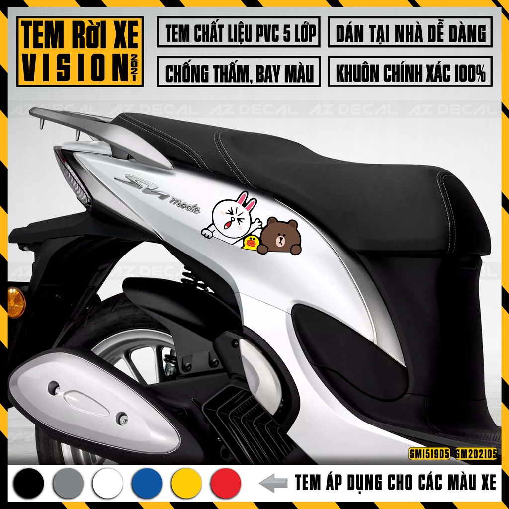 Tem Xe SH Mode Mẫu Gấu Và Thỏ | SM05 | Decal Dán SH Nữ 2015 - 2021 Chống Nước, Dễ Dán