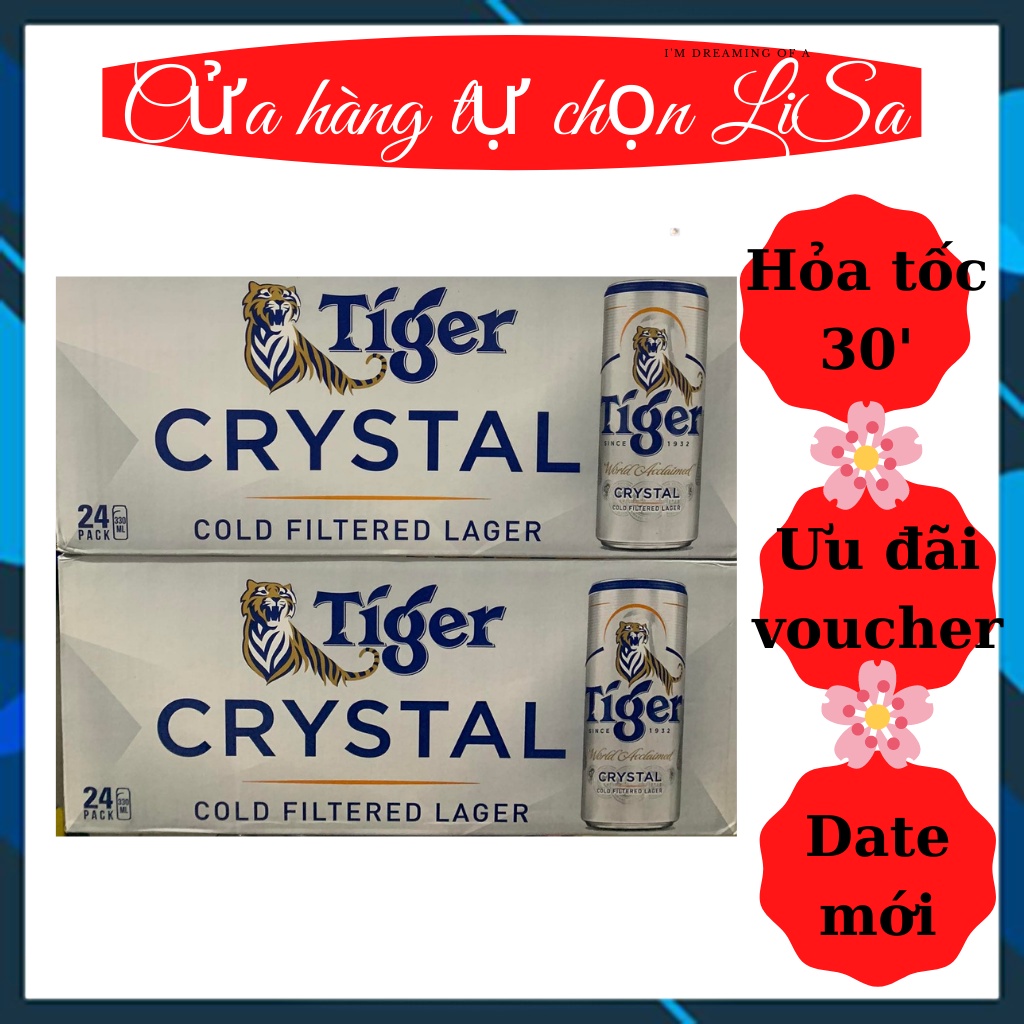 [HỎA TỐC] Thùng 24 lon bia Tiger Crystal bạc 330ml