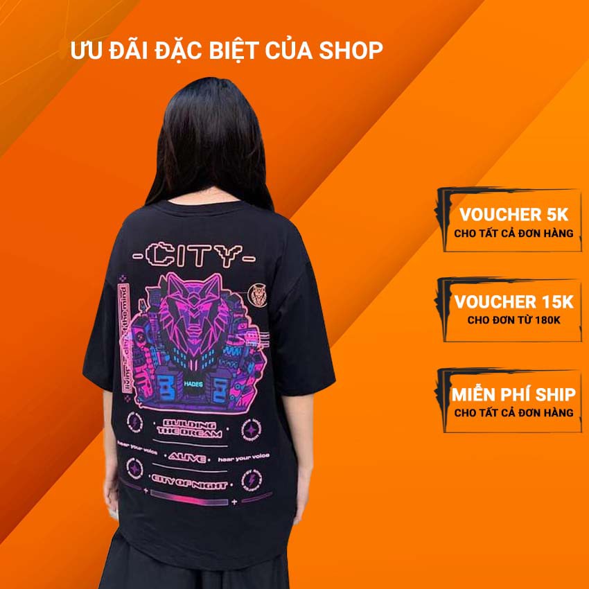 [LOCAL BRAND] Áo thun Hades city tay lỡ form rộng vải Cotton - Thời trang nam nữ Unisex Streetwear Hàn Quốc