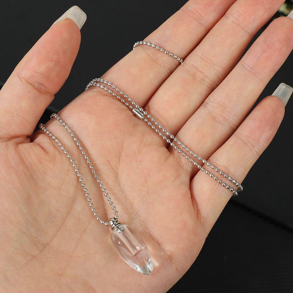 UPSTOP Clear Glass Wishing Bottle Pendant DIY Jewellery Perfume Jar Crystal Vial Necklace Gift Ash Locket Openable Cap Steel Chain Lucky Charm