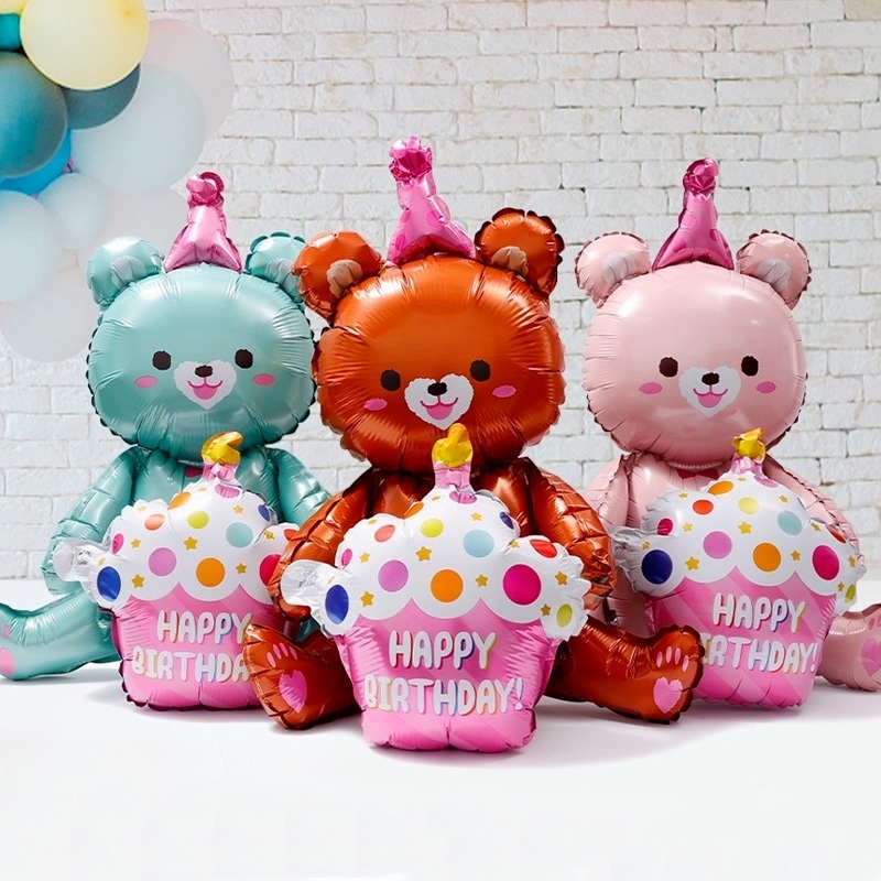 Bong Bóng Lá Nhôm Hình Chú Gấu Hoạt Hình Dễ Thương Dùng Trang Trí Tiệc Sinh Nhật / Nhà Tắm Cho Bé Gái