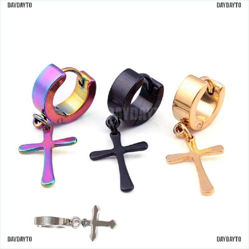 Set 1 / 2 Khuyên Tai Hình Thánh Giá Bằng Thép Titan