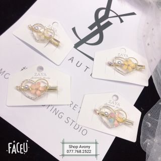 Kẹp tóc mái đính hạt hình tim zaya