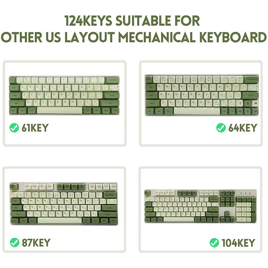 Matcha keycaps  xda profile 108 104 98 87 84 68 64 for mechanical keyboards
