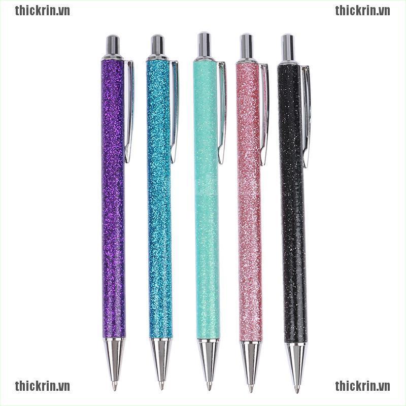 <Hot~new>1pcs Luxury Metal Ballpoint Pen Glitter Oil Flow Pens Office Stationery Gift