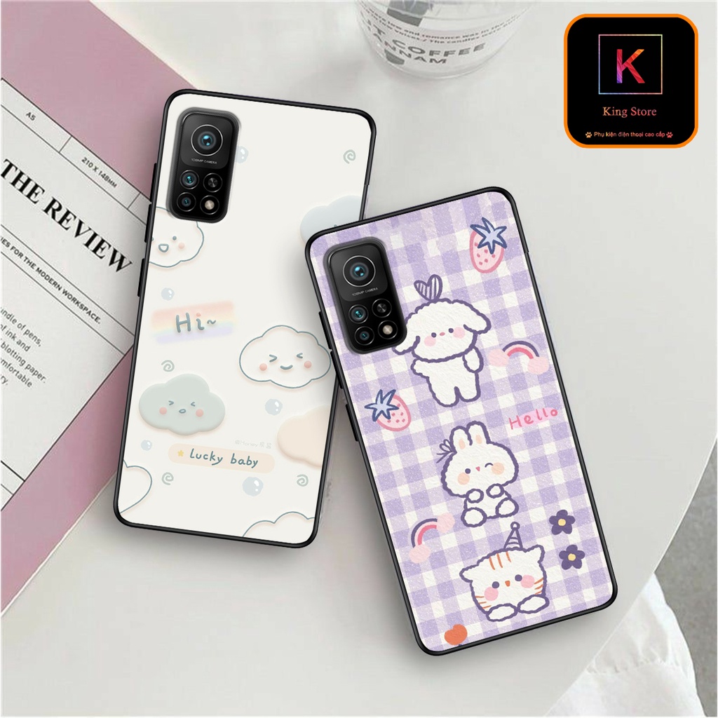 Ốp lưng Xiaomi Mi 10T 5G - Xiaomi Mi 10T Pro 5G - Ốp in hình gấu &amp; thỏ đang yêu - Lưng nhám viền TPU cao cấp
