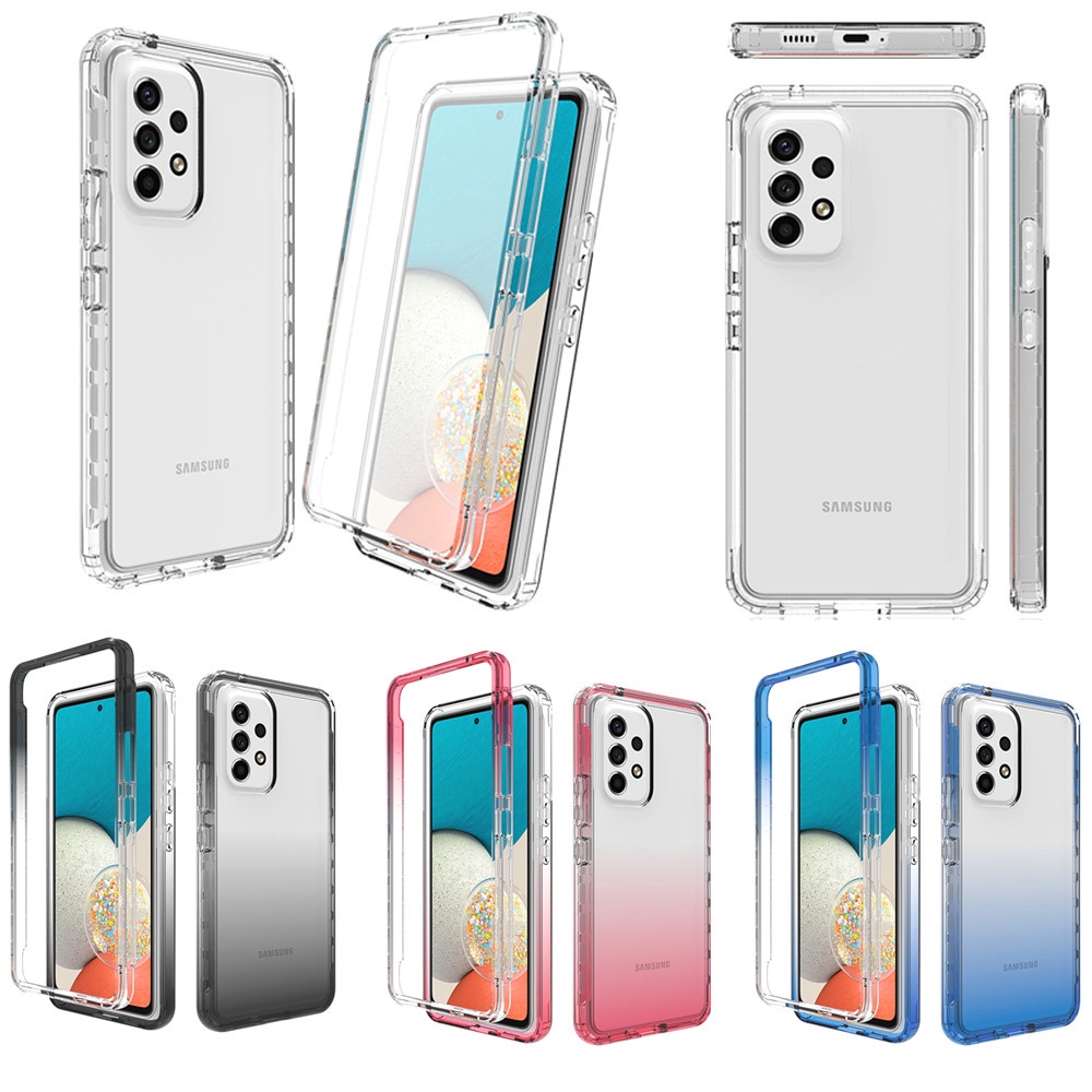 360 Full Body Double 2in 1 Clear Phone Case For Samsung Galaxy A03 A03S A02S A02 M02 A81 A91 A71 A51 A31 A21S A50 A50S A30S A20 A30 A20S A10S Note 9 10 Lite 20 Ultra S10 S9 Plus Transparent Soft Hard Shockproof Back Cover