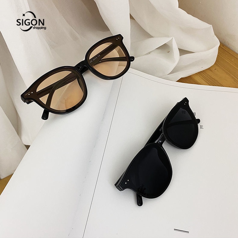 Kính Mát Gọng Tròng Màu Vàng Trà Chống Tia UV Thời Trang Cho Nam Và Nữ
