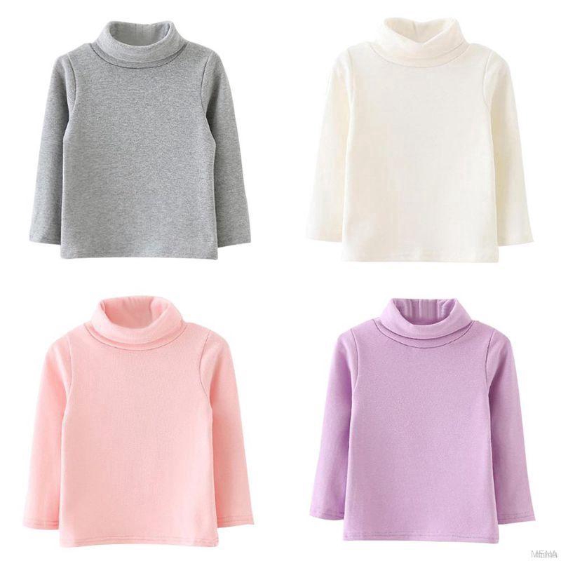 Áo thun cổ cao dài tay thiết kế thời trang cho bé gái