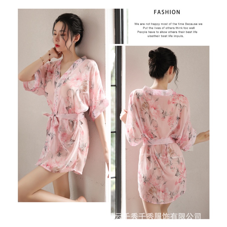 Váy ngủ xuyên thấu gợi cảm kiểu áo choàng kimono hàng nhập cao cấp G70