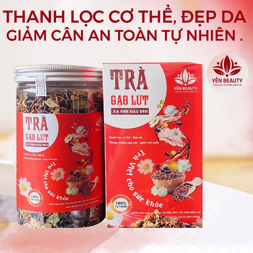 Trà gạo lứt xạ đen đậu đen 700g| Yến Beauty| Thanh lọc cơ thể đẹp da phòng ngừa ung thư giảm mỡ máu