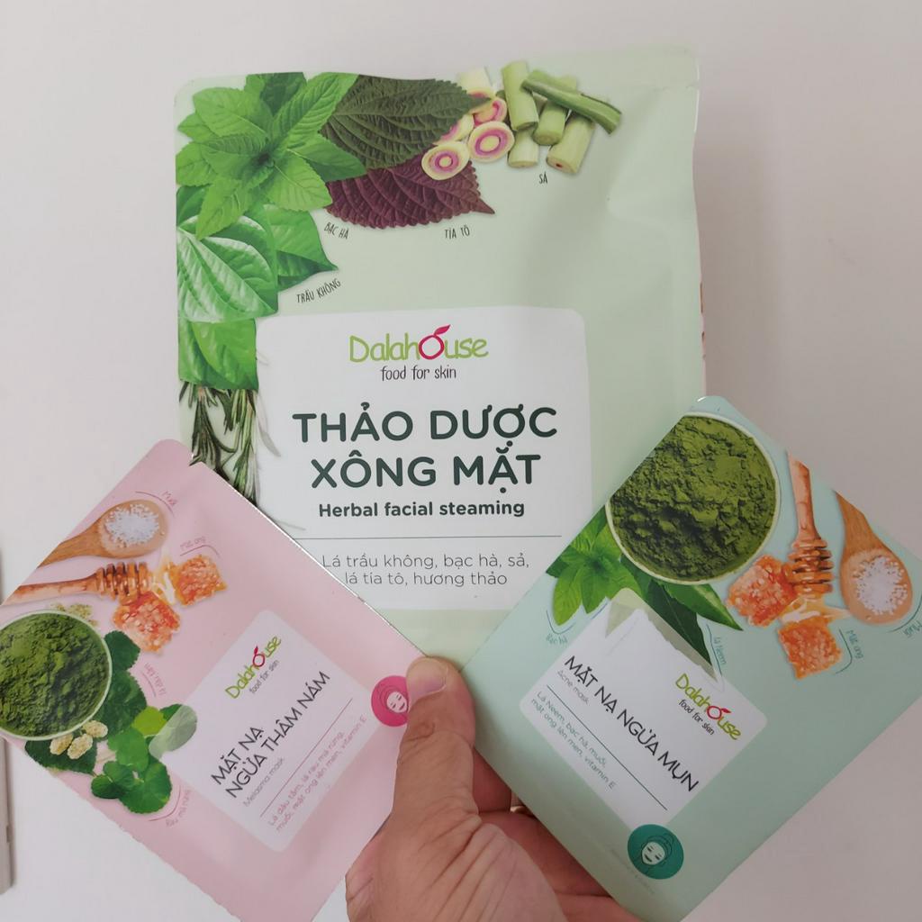 Combo mặt nạ giảm ngừa mụn, thâm nám, tàn nhang, thảo dược xông mặt từ thiên nhiên Dalahouse (Dùng cho mọi loại da)