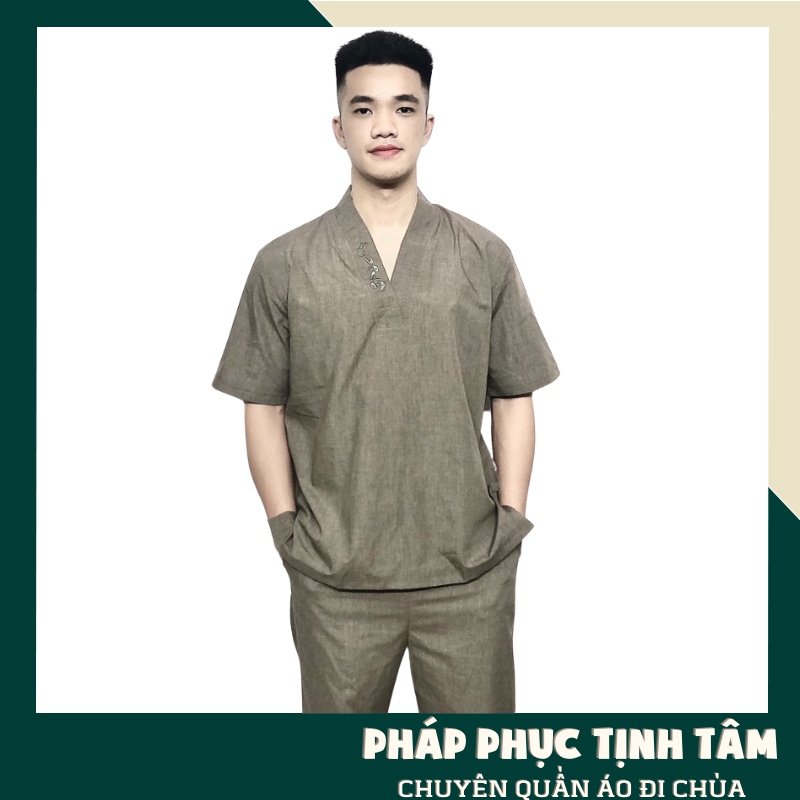 Đồ Lam Bộ Nam Đi Chùa Cao Cấp Sang Trọng Lịch Sự Chất Vải Dày Dặn Mền Mịn