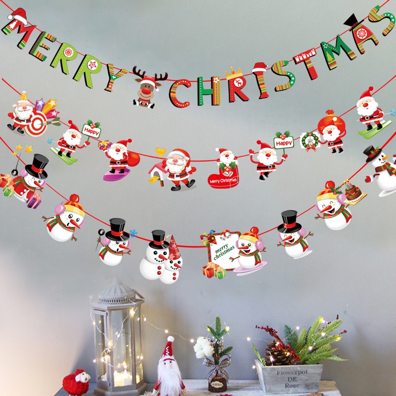 Dây Treo Trang Trí Giáng Sinh Hình Ông Già Noel / Hoạt Hình Bằng Giấy Xinh Xắn