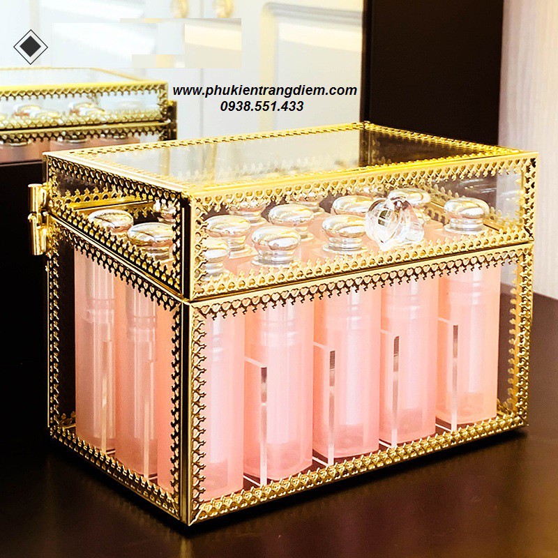 Hộp Đựng Son Môi 18 Ô Golden Viền Vàng