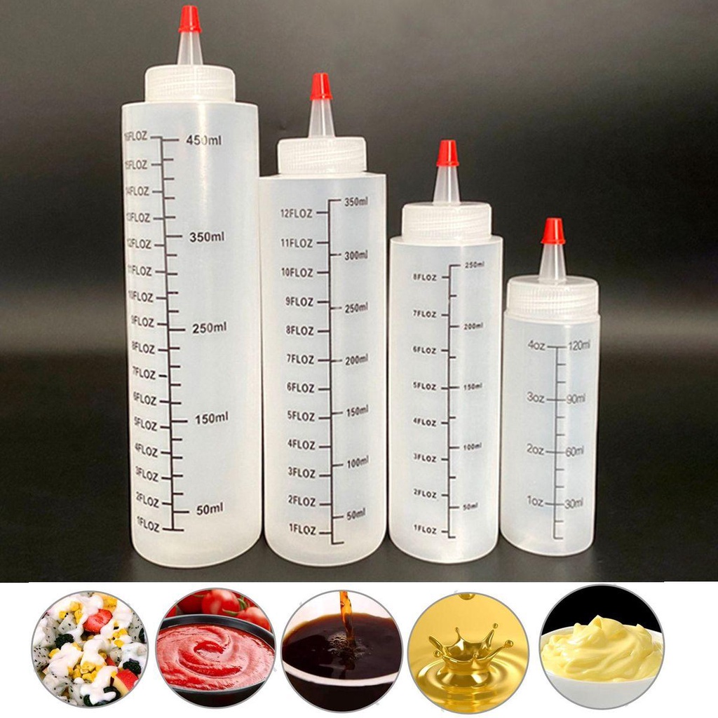 Set 4 Bình Nhựa Trong Suốt Dạng Bóp Đựng Dầu Tiện Dụng