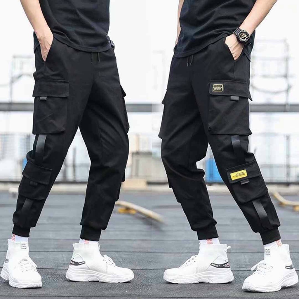 &lt;FREE SHIP&gt; Quần jogger nam nữ unisex túi hộp khóa zip vải kaki co giãn xịn cực chất (h94c)