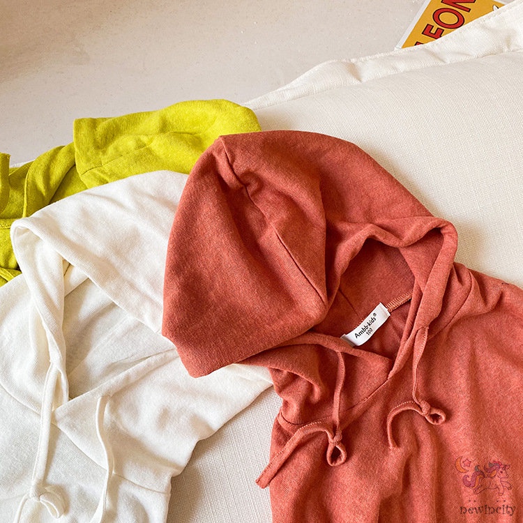Áo hoodie cotton màu sắc xinh xắn đơn giản dành cho bé gái