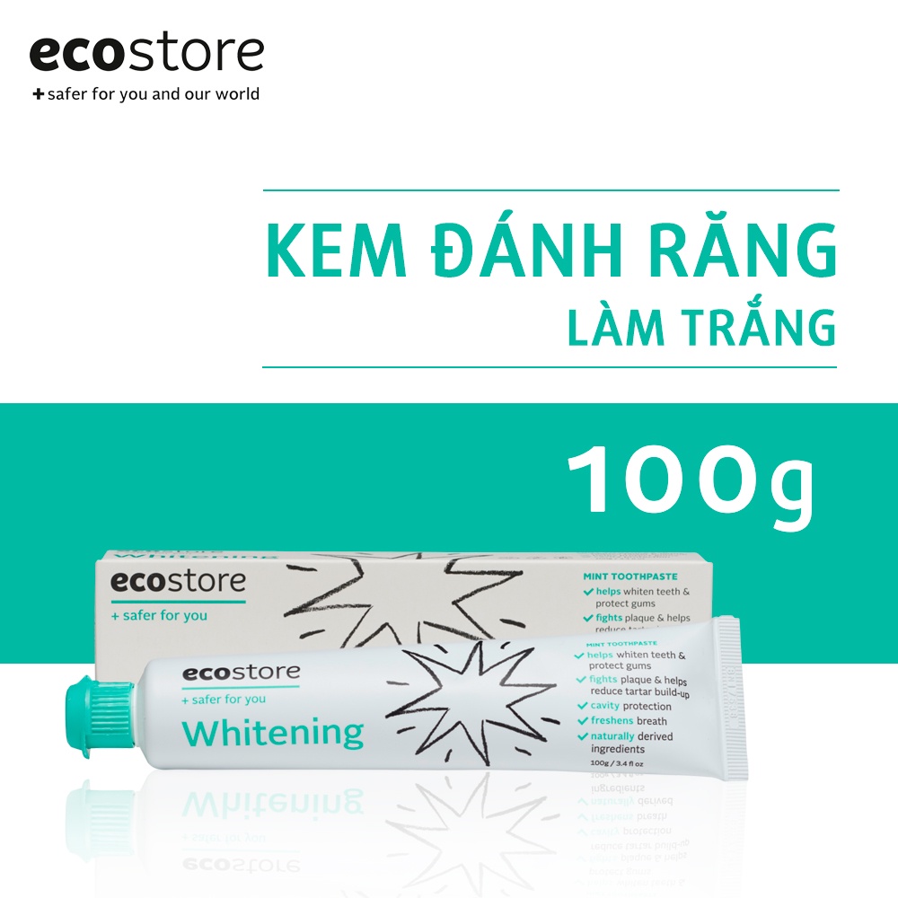 Ecostore Combo kem đánh răng trắng răng + bàn chải đánh răng gốc thực vật (nhiều lựa chọn)