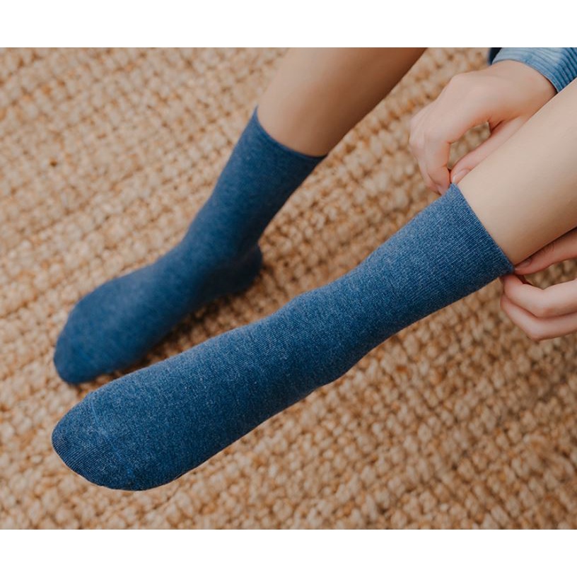 Set 10 Đôi Tất Vớ Nữ cao Cổ Trơn Đủ 10 Màu Như Ảnh
