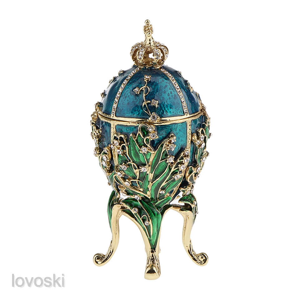 Hộp Đựng Trang Sức 4 Ngăn Hình Trứng Phục Sinh Đính Đá Sang Trọng Kèm Giá Đỡ