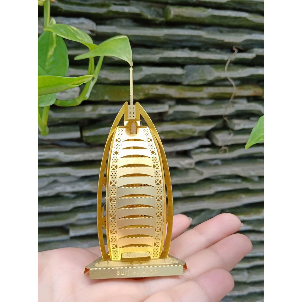 Mô hình 3D kim loại lắp ráp khách sạn Burj Al Arab 7 sao ở Dubai, Mô hình lắp ráp 3D thép không gỉ cao cấp - Chưa Lắp