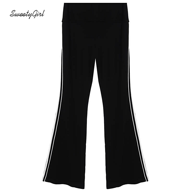 Quần Dài Ống Loe Lưng Thấp Màu Trắng Đen Thời Trang 2022 Quyến Rũ Cho Nữ