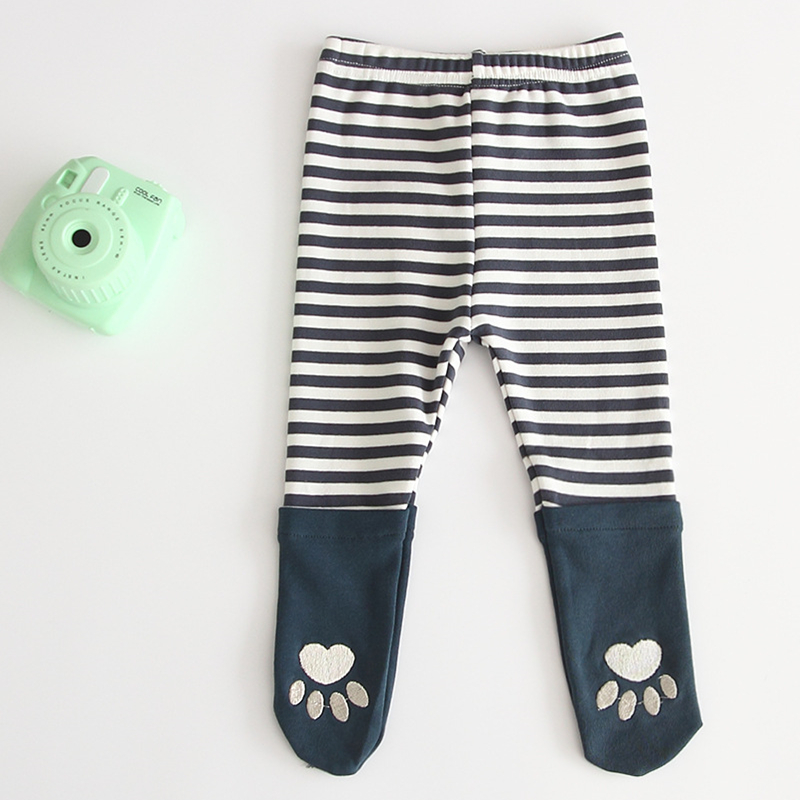 Quần legging co giãn tốt thêu họa tiết chân mèo dễ thương dành cho bé