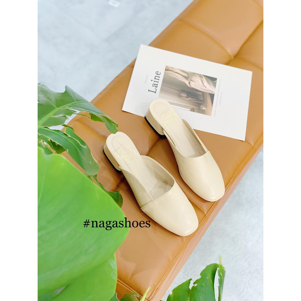 [FORM BÉ- CHỌN LÊN 1 SIZE] DÉP TRƠN NAGASHOES MŨI TRÒN PHỐI CHỈ 3CM NAD110