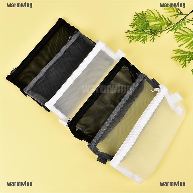 Túi Đựng Bút Dạng Lưới Trong Suốt Đơn Giản Có Khóa Kéo Kích Thước S / L