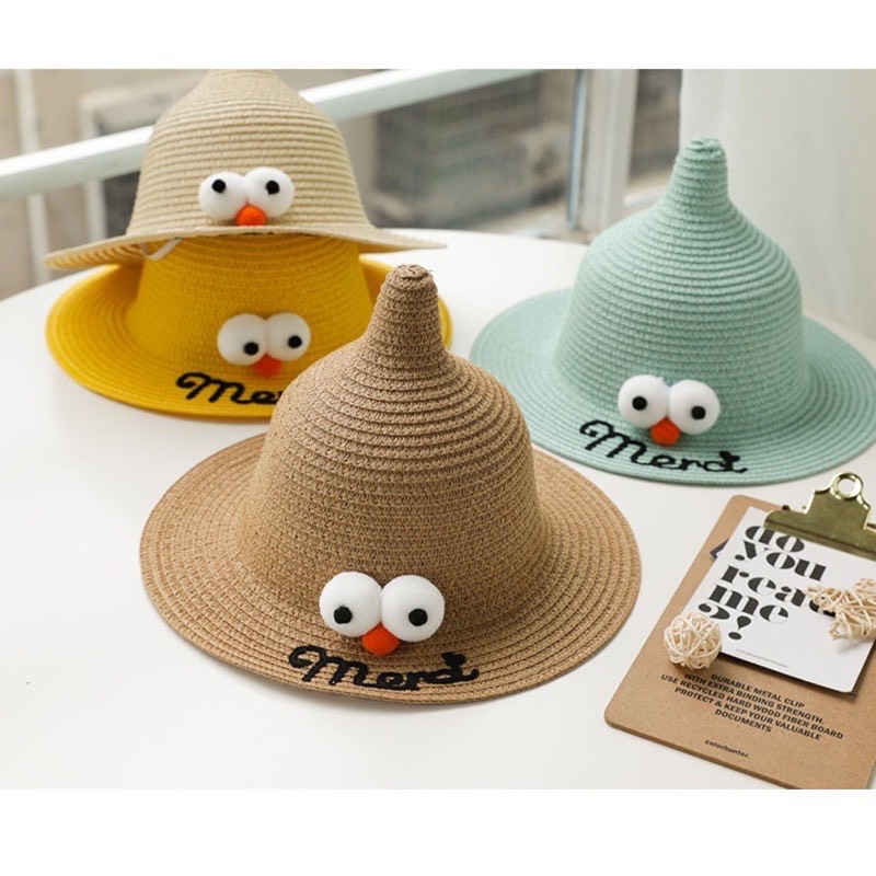 Mũ cói hình con chim xinh xắn cho bé
