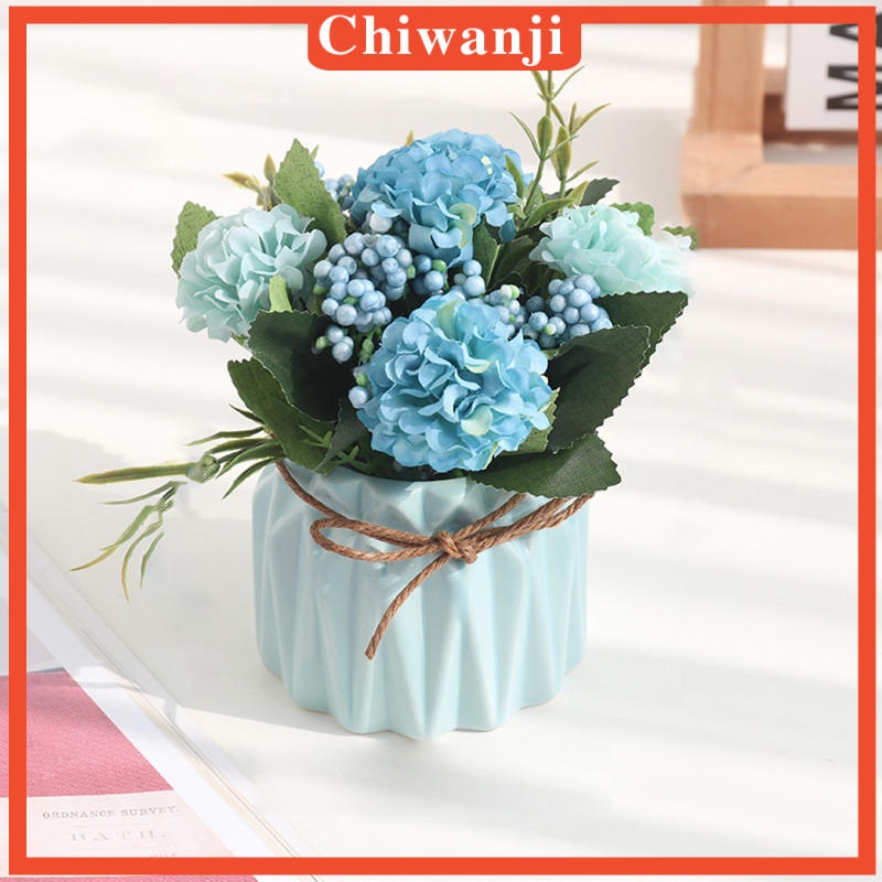 Lọ hoa cẩm tú cầu nhân tạo mini bằng gốm trang trí nhà cửa