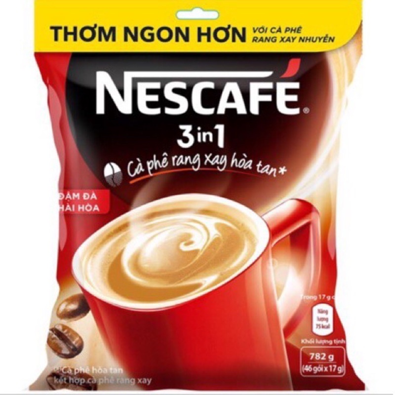 TẶNG 2 GÓI; HSD 12/22) cà phê NESCAFE sữa 3 trong 1 vị hài hoà bịch 816gam( 48 gói* 17 gam)