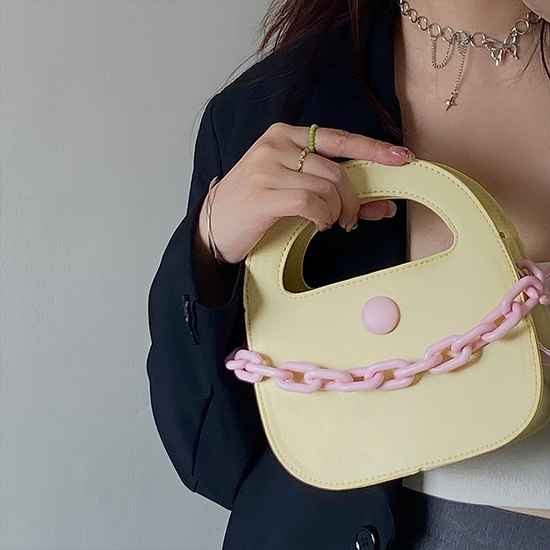 IELGY Túi Đeo Vai Dáng Tròn Nhỏ Màu Sắc Tương Phản Thời Trang Cho Nữ