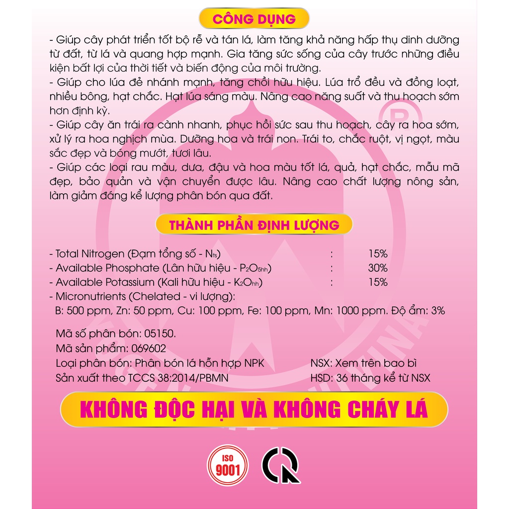 Phân bón lá Yogen No4 dưỡng nụ hoa & trái non, phát triển rễ, tán lá, quang hợp mạnh, ra hoa sớm, trái to, đẹp - 500g