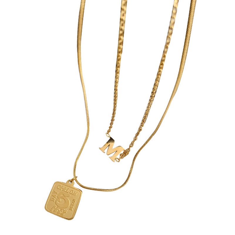 Dây Chuyền 2 Tầng Titan Ko Đen TT 3894