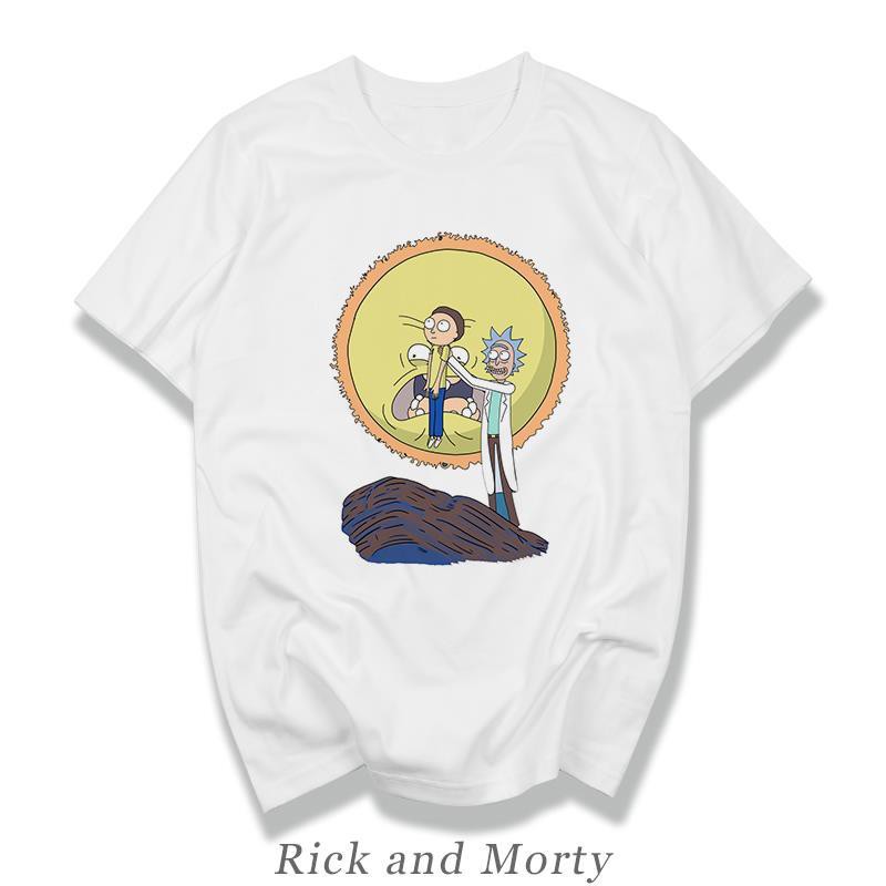 Áo Thun Tay Ngắn Cổ Tròn In Họa Tiết Hoạt Hình Rick And Morty Độc Đáo