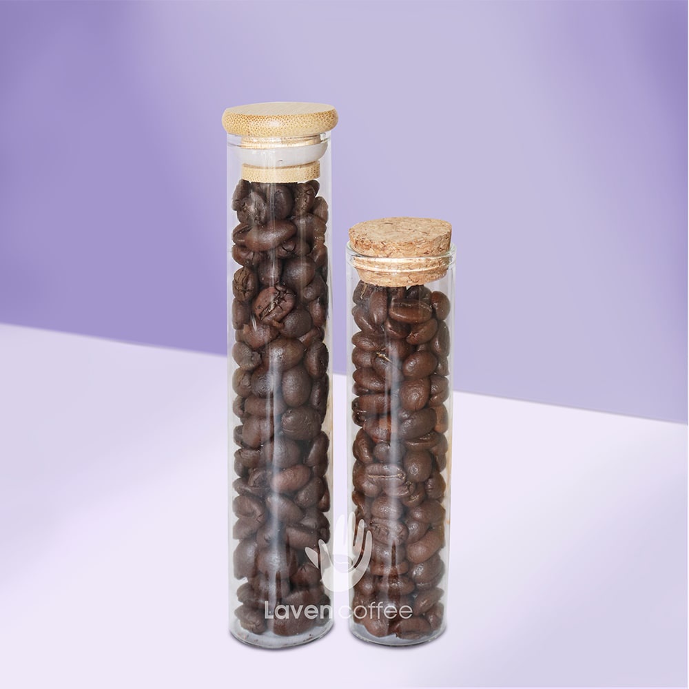 Lọ thủy tinh đựng cà phê tiện dụng NẮP BẦN/NÚT TRE 12CM VÀ 15CM - LAVEN COFFEE