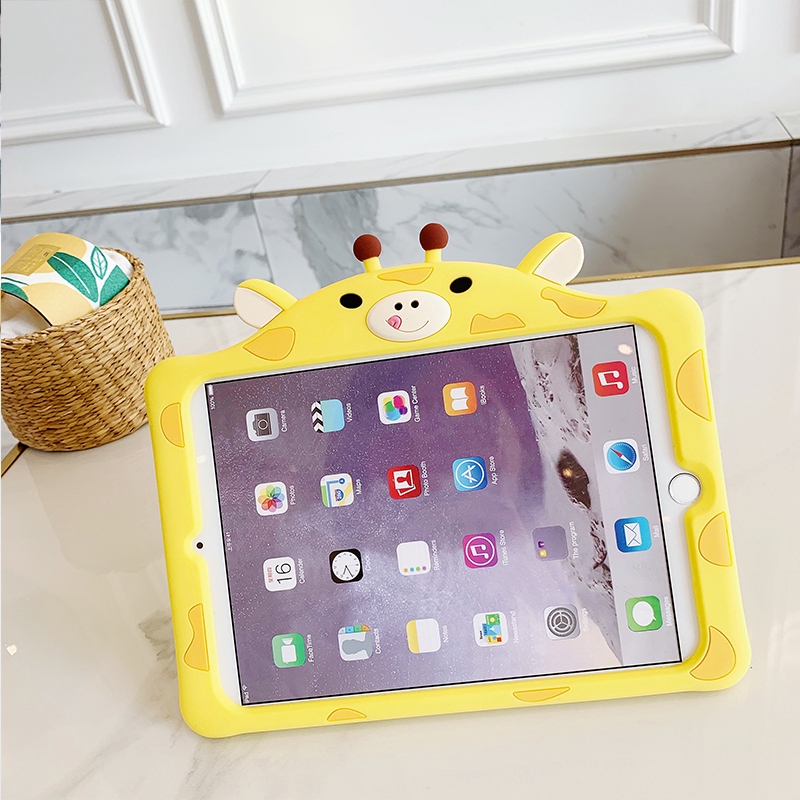 ốp iPad 9.7 2017 2018 Cartoon silicone stand case cover ipadair air 2 ipad3 4 cute Deer holder protector
