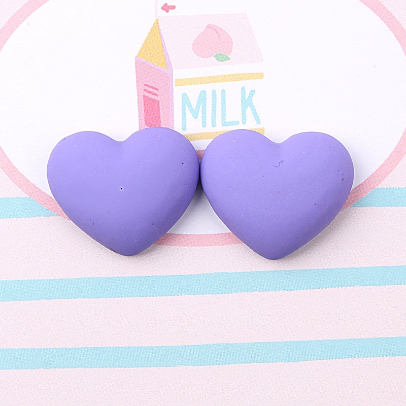 Set 10 Phụ Kiện Trang Sức Hình Trái Tim Bằng Nhựa Resin Màu Kẹo Xinh Xắn DIY