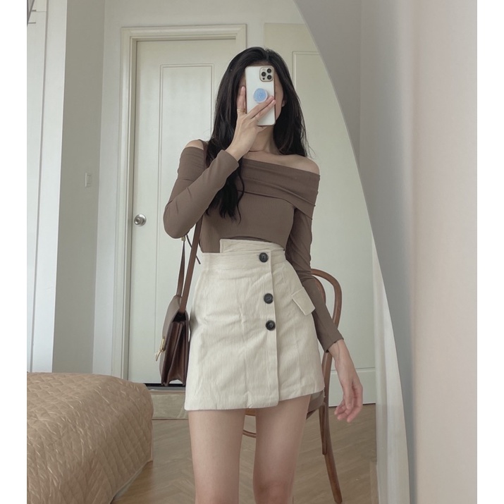 Chân váy nhung tăm 3 cúc 335 | BigBuy360 - bigbuy360.vn