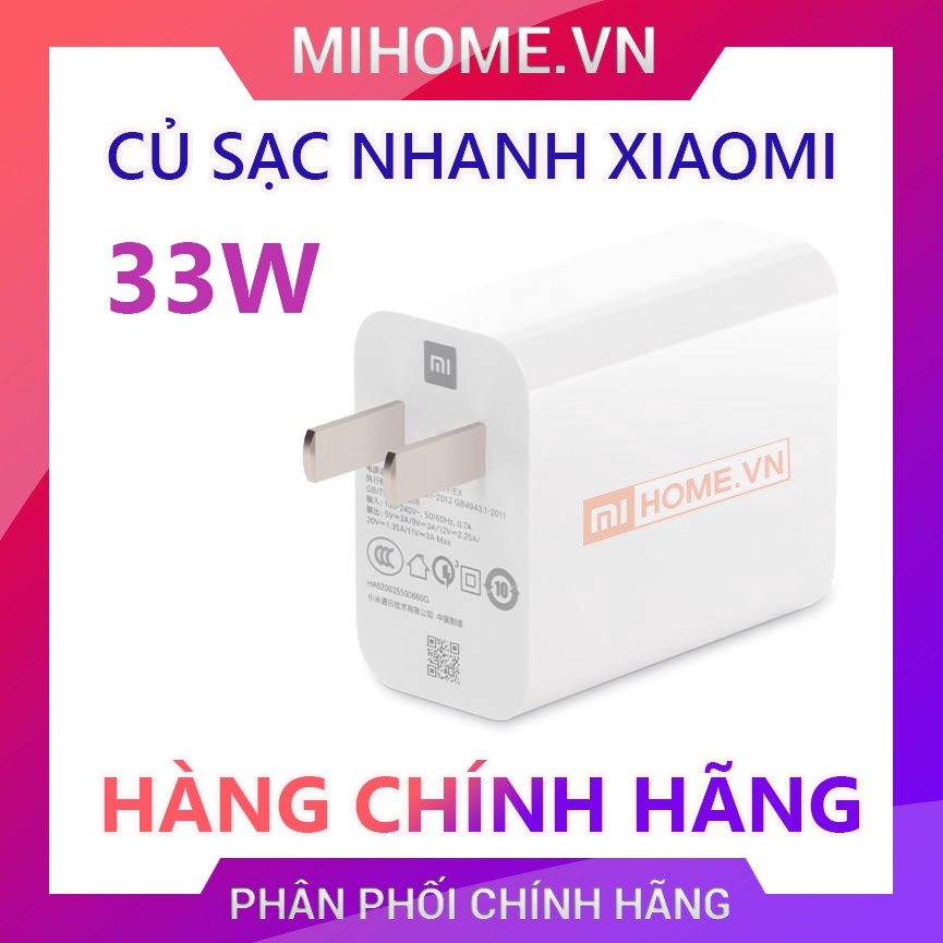 Củ sạc nhanh Xiaomi chính hãng Quickcharge 3.0 4.0 18W 27W 30W 33W 1A1C - Cáp type C chính hãng