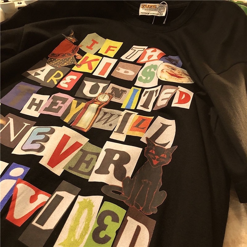 Áo Thun Cotton Ngắn Tay In Chữ Sáng Tạo Thời Trang Hàn Quốc Cho Nữ