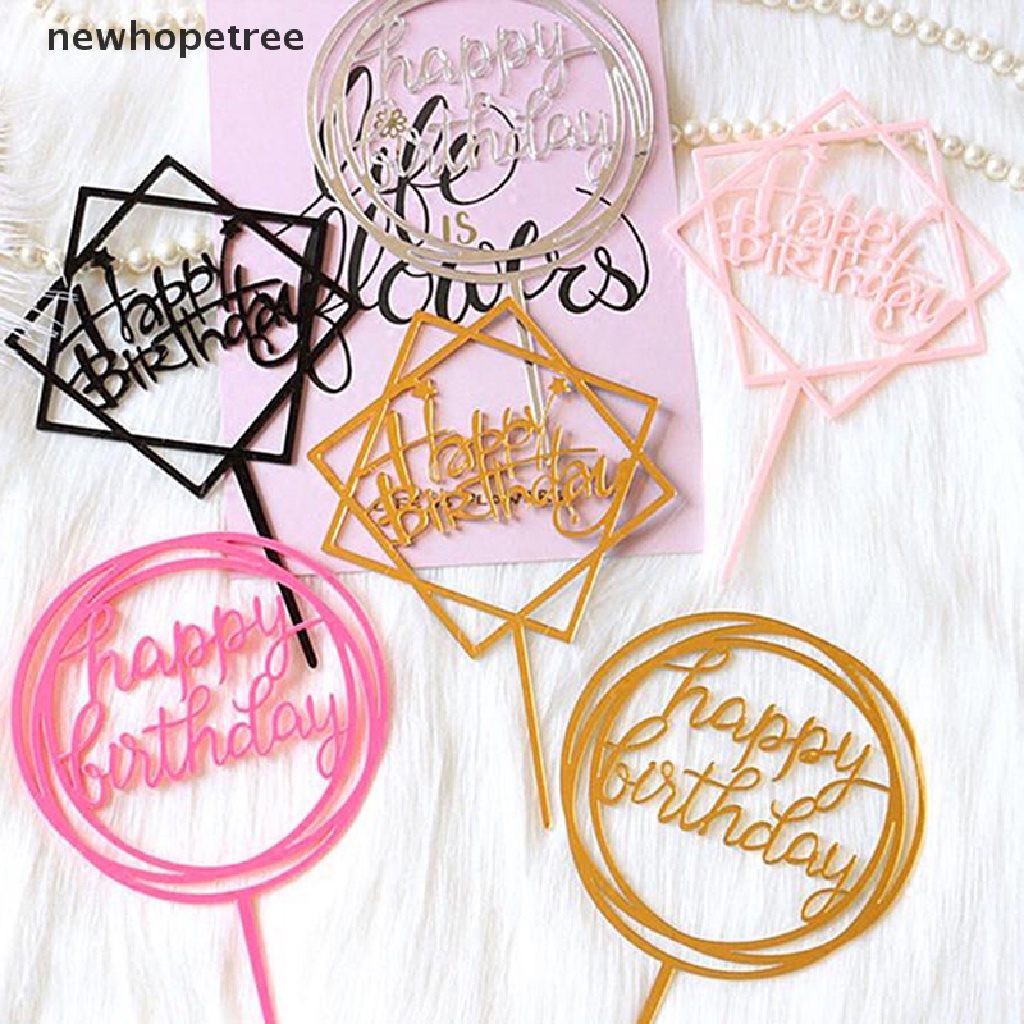 Set 10 Que Chữ Happy Birthday Trang Trí Bánh Kem Bằng Acrylic