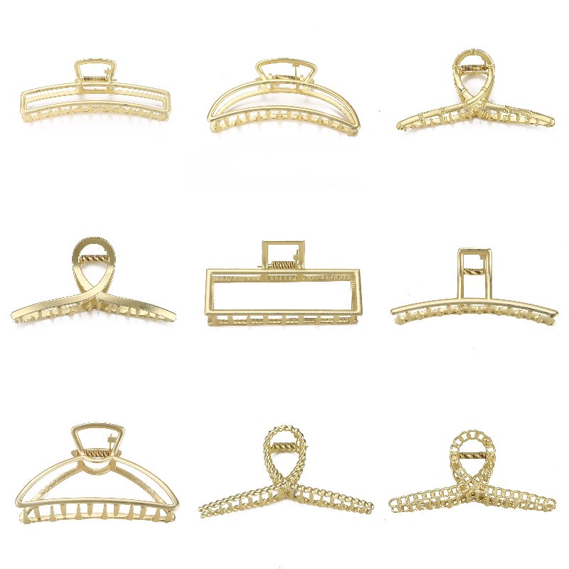 Kẹp tóc Hàn Quốc Ngọc trai Rhinestone Vàng Kim loại Đuôi cá Kẹp Phụ nữ Kẹp Claw Phụ kiện tóc