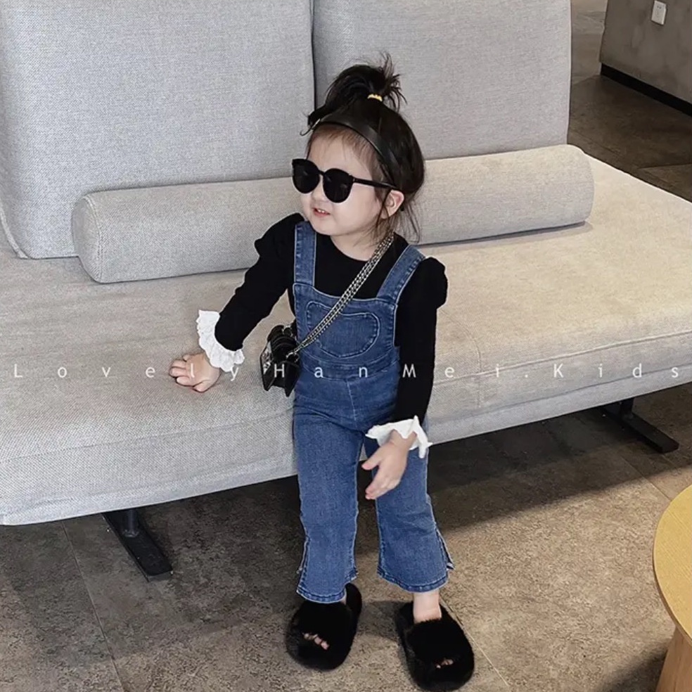 Quần Yếm Denim Thời Trang Xuân Thu 2022 Cho Bé Gái