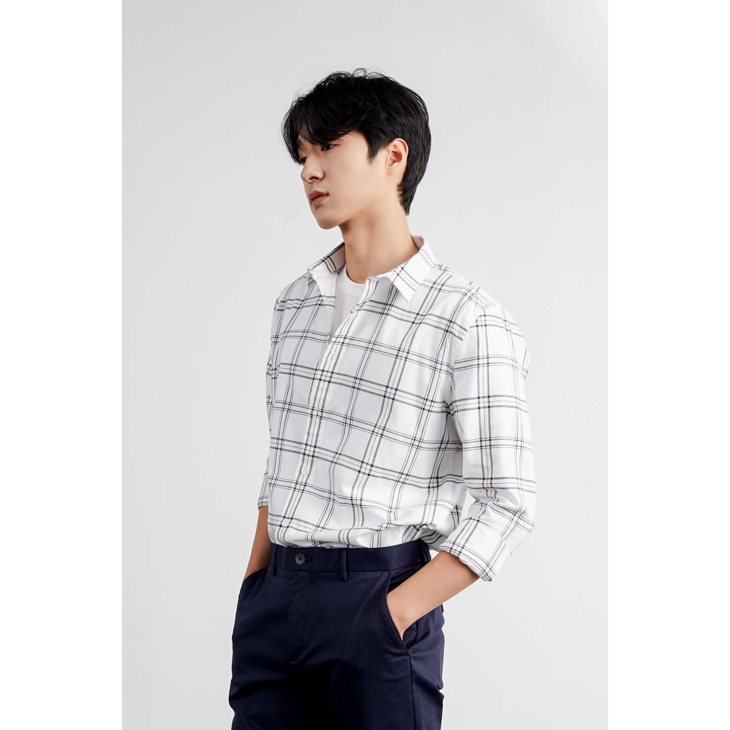 Áo Sơ Mi Nam Tay Dài Kẻ Caro Form Fitted - Routine 10F21SHL009