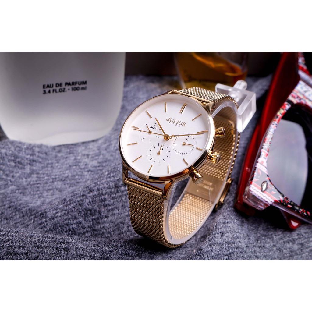 Đồng hồ nữ Julius Star Hàn Quốc JS-005B dây thép (Vàng)